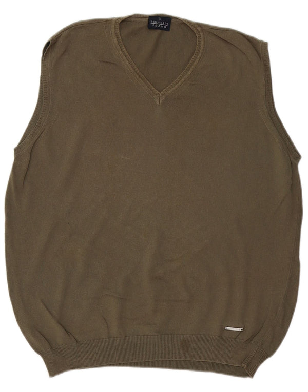 TRUSSARDI Hombre Chaleco Tank Top Medium Caqui