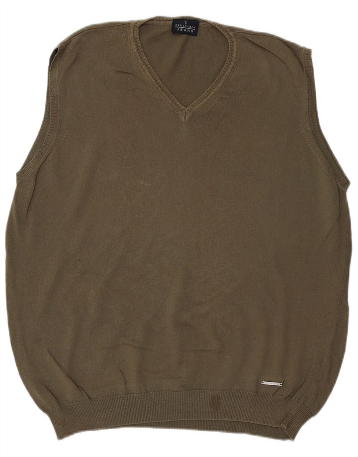 TRUSSARDI Hombre Chaleco Tank Top Medium Caqui