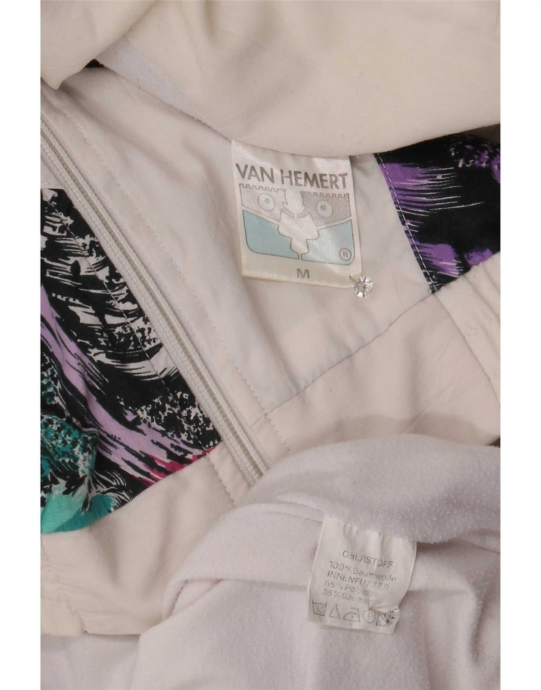 Vintage hombres gráfico chándal top chaqueta medio blanco colorblock retro