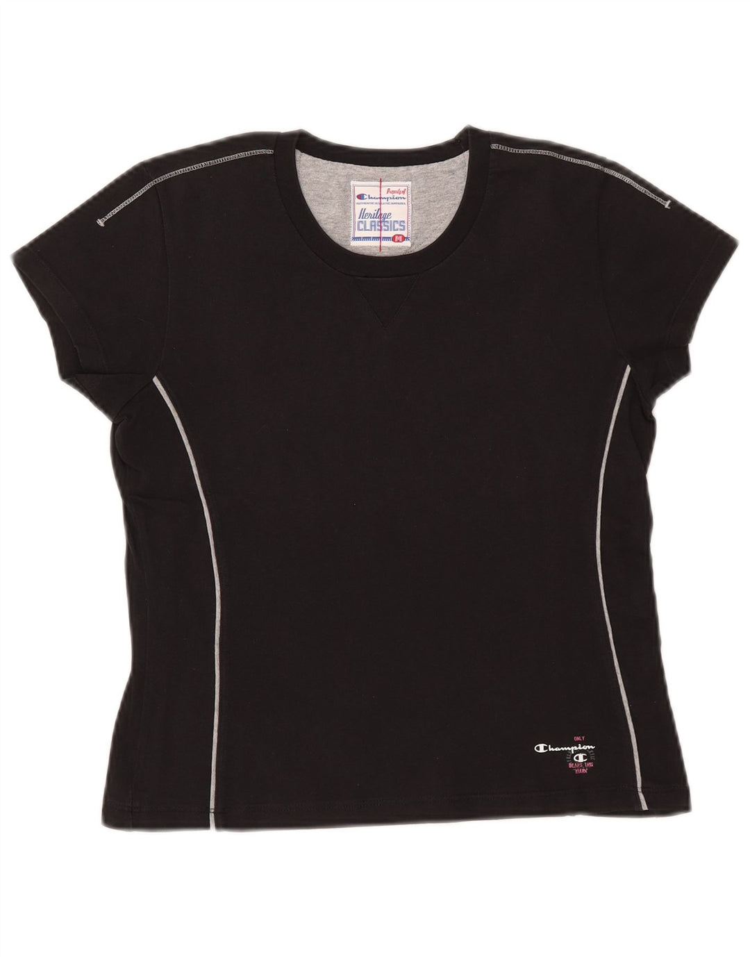 CHAMPION Camiseta corta Heritage Classics para mujer UK 12 Medium Black
