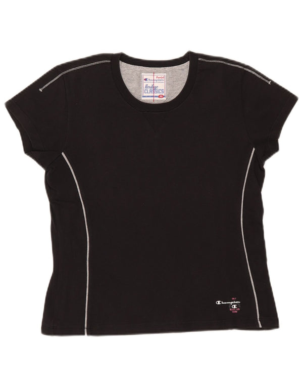 CHAMPION Camiseta corta Heritage Classics para mujer UK 12 Medium Black