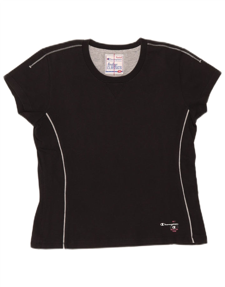 CHAMPION Camiseta corta Heritage Classics para mujer UK 12 Medium Black