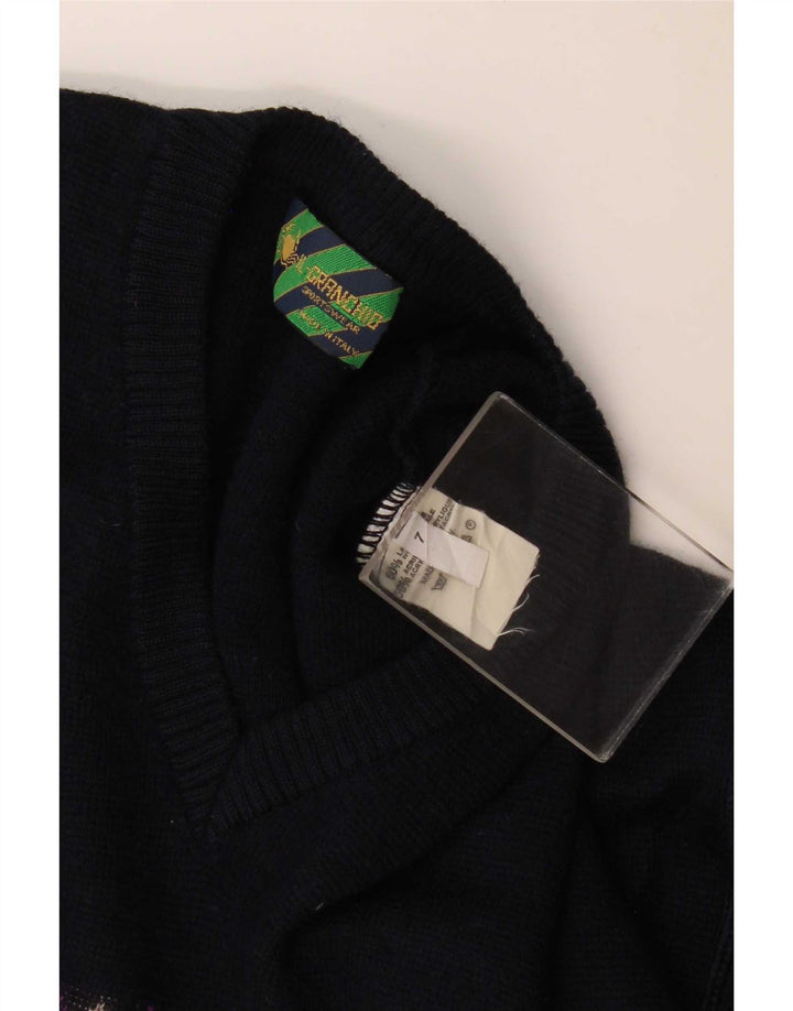 Il Granchio Jersey con Cuello en V para Hombre Jersey Medio Azul Marino Argyle/Lana Diamante