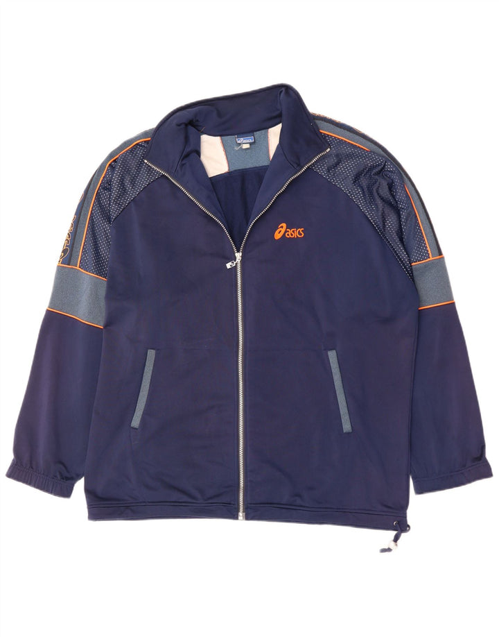 ASICS Chaqueta superior de chándal gráfico para hombre 2XL Poliéster azul marino