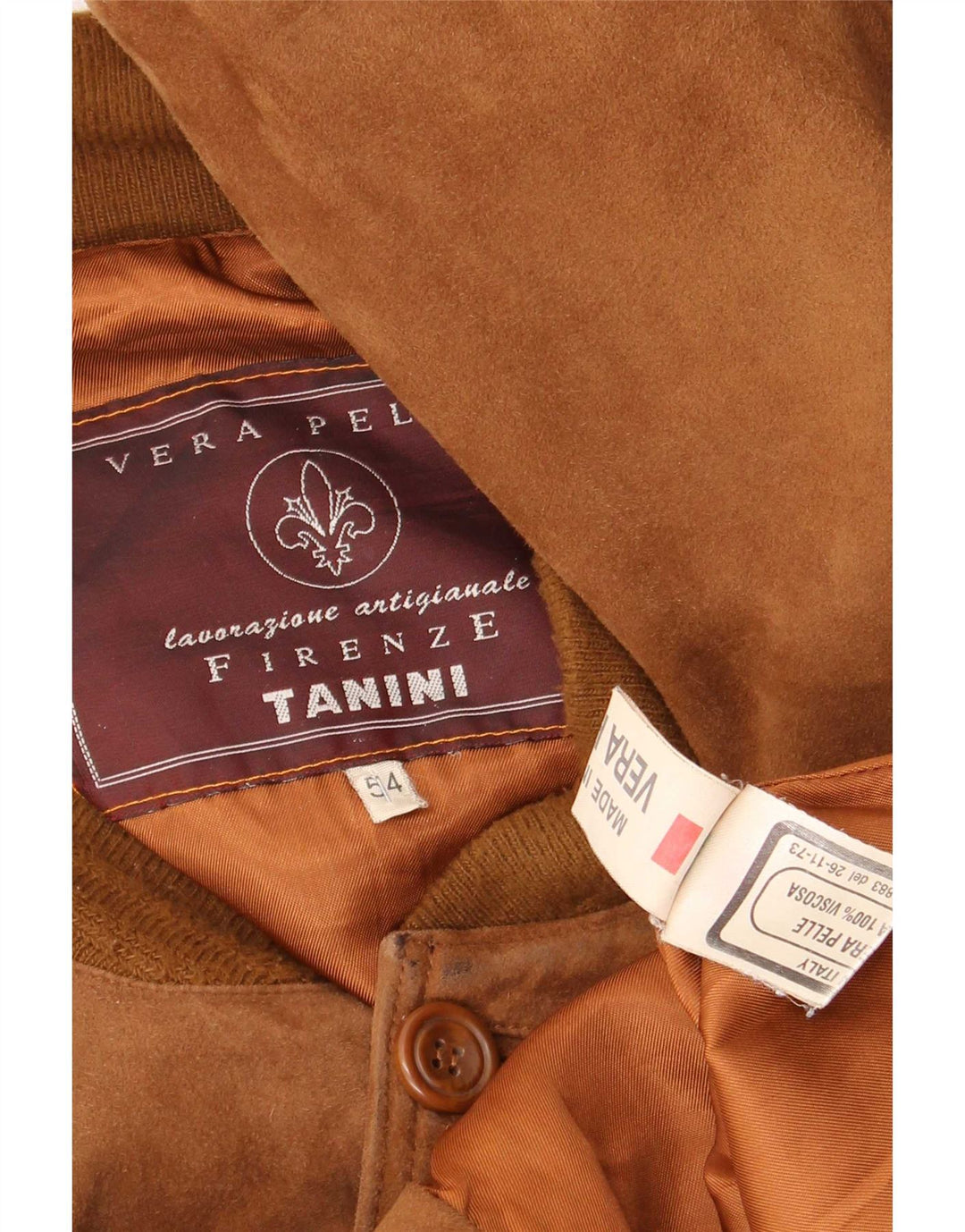 Vintage hombres ante bomber chaqueta IT 54 2XL cuero marrón