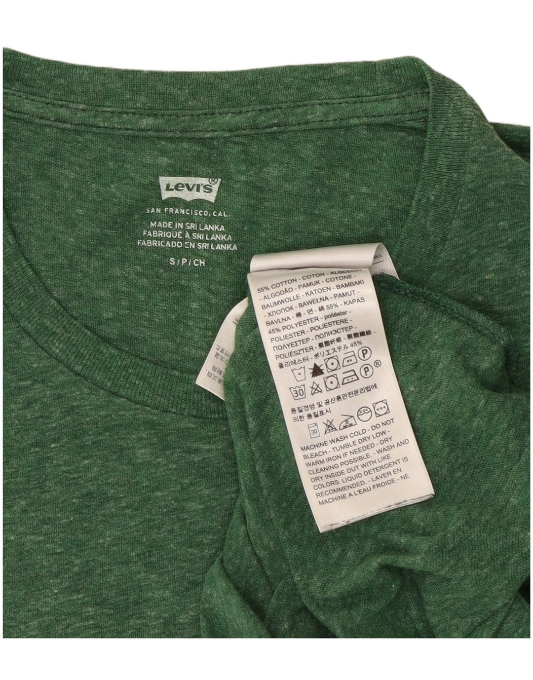 Levi's Hombre Camiseta Top Small De Algodón Moteado Verde