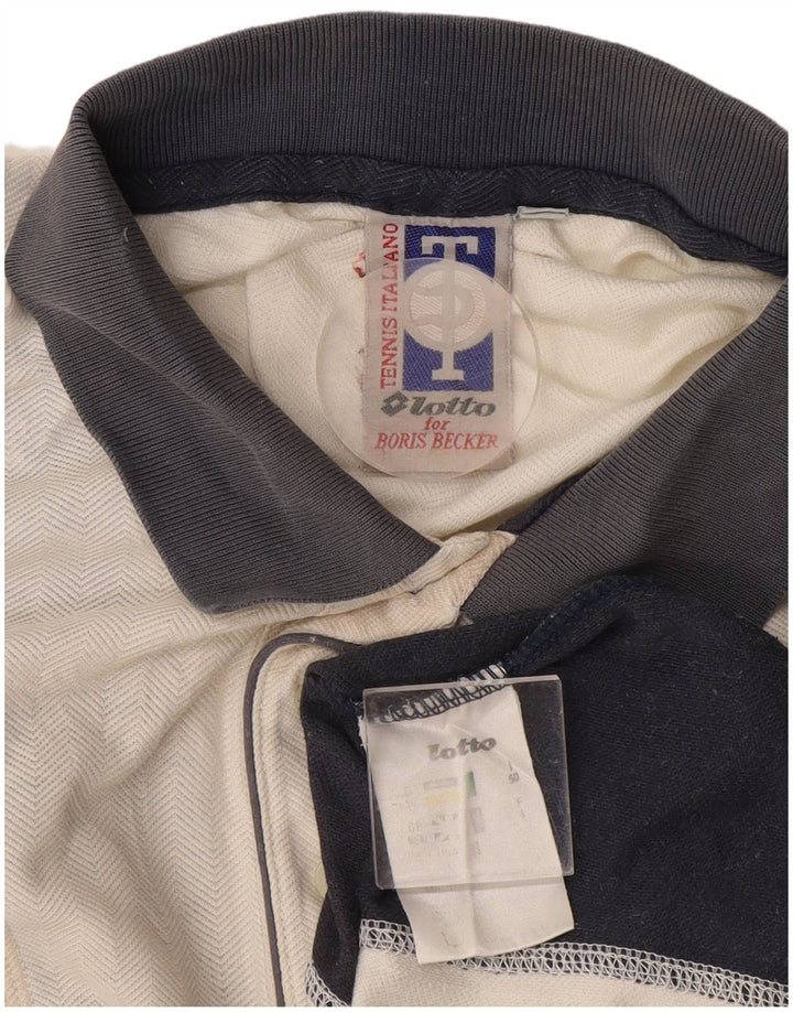 LOTTO Polo de rugby para hombre UK 40/42 Large Blanco Colorblock Poliéster