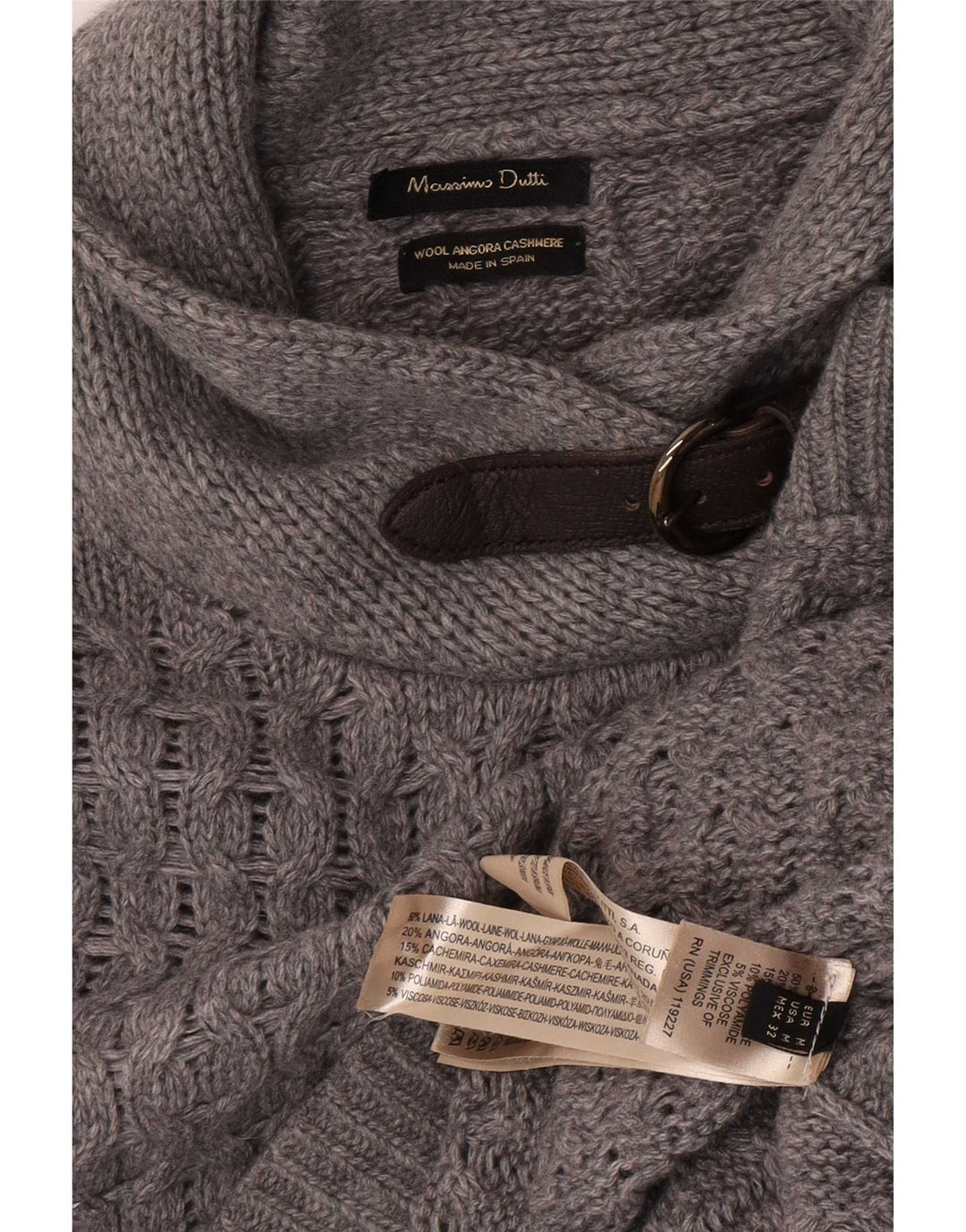 Massimo Dutti Jersey Poncho con Cuello Chal para Mujer UK 44 Lana Gris Medio