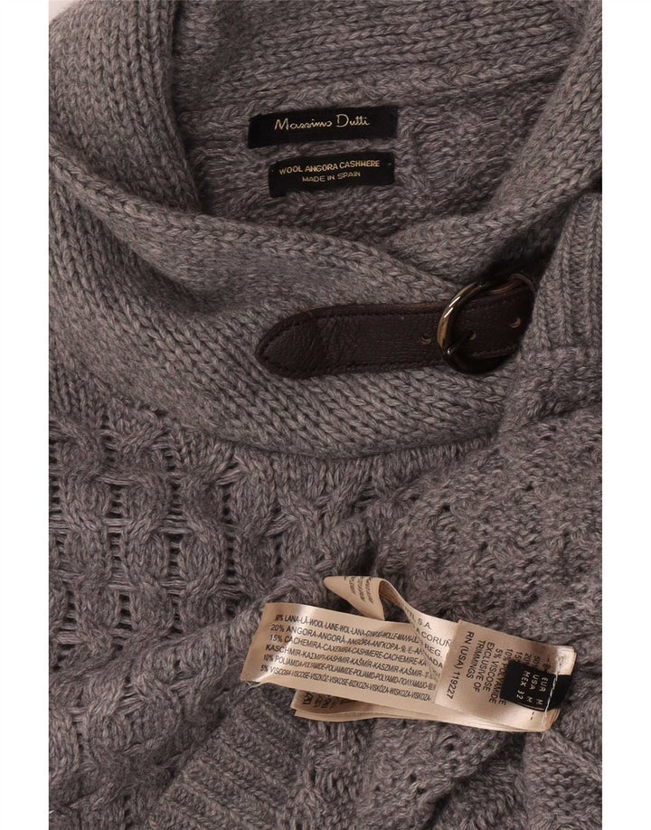 Massimo Dutti Jersey Poncho con Cuello Chal para Mujer UK 44 Lana Gris Medio
