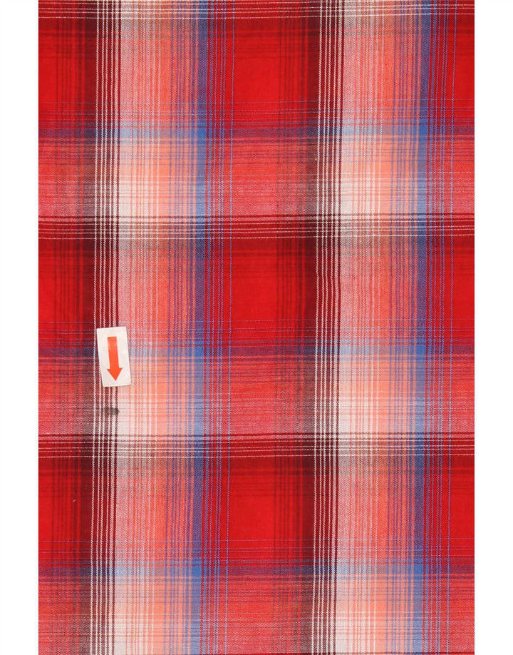 Wrangler Camisa de manga corta para hombre de algodón a cuadros rojos grandes