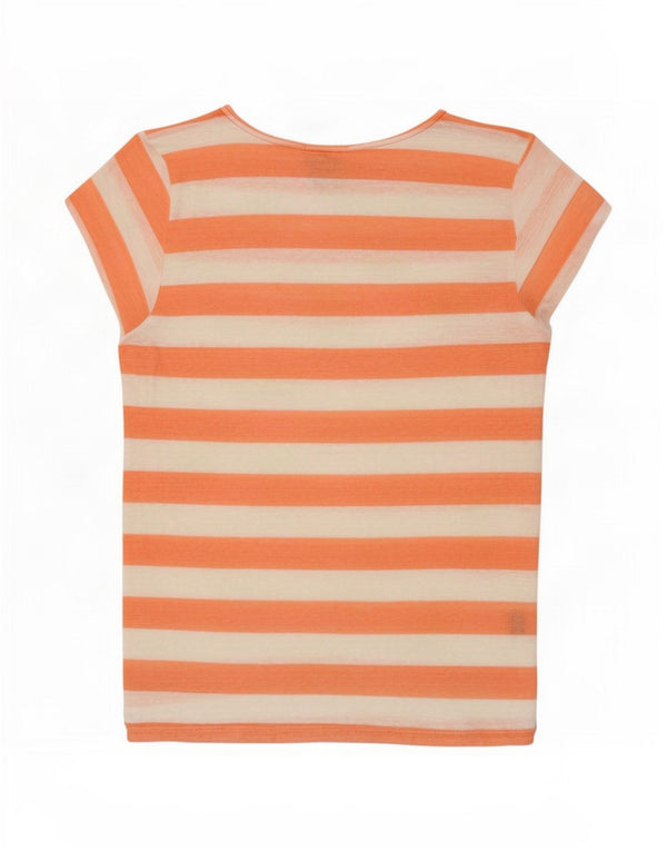 Massimo Dutti Camiseta Mujer Top UK 42 Mediano Naranja Rayas