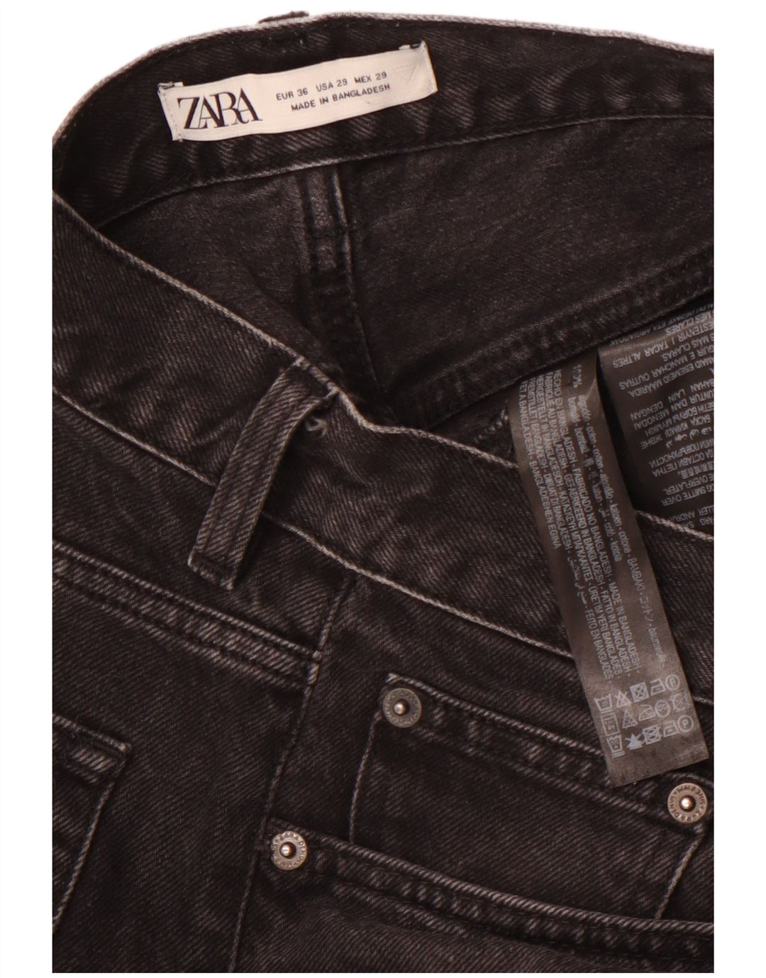 ZARA Vaqueros Cropped Hombre EU 36 XS W29 L25 Algodón Negro