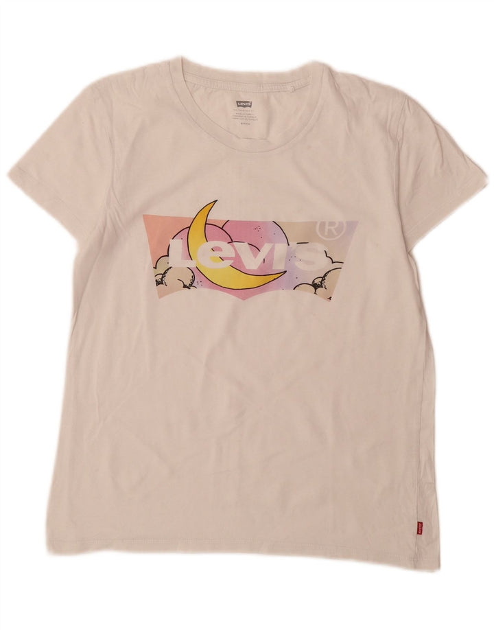 Levi's Camiseta gráfica para mujer Top UK 10 Small White