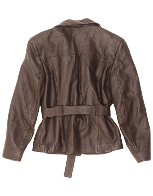 Vintage mujer chaqueta de cuero Reino Unido 10 pequeño marrón