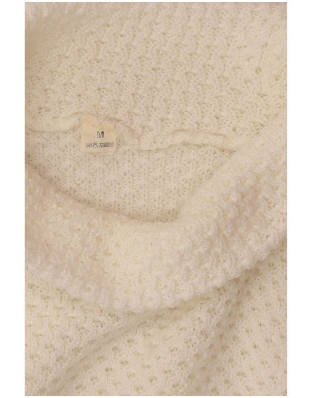 VINTAGE Mujer Oversize Roll Neck Jumper Suéter Reino Unido 14 Medio Blanco
