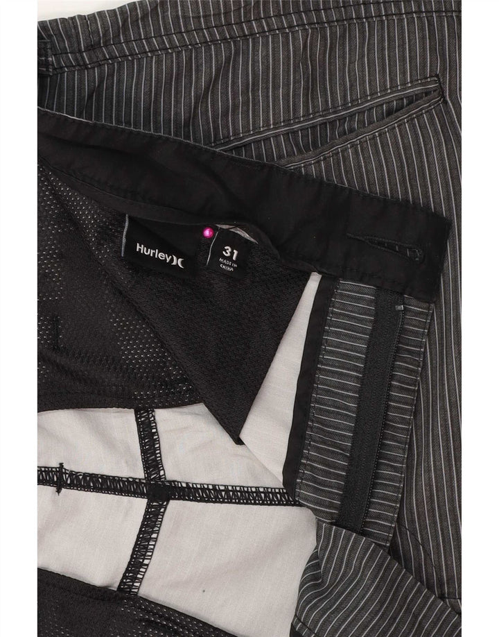 Hurley Pantalones cortos chinos para hombre W31 Poliéster a rayas gris medio