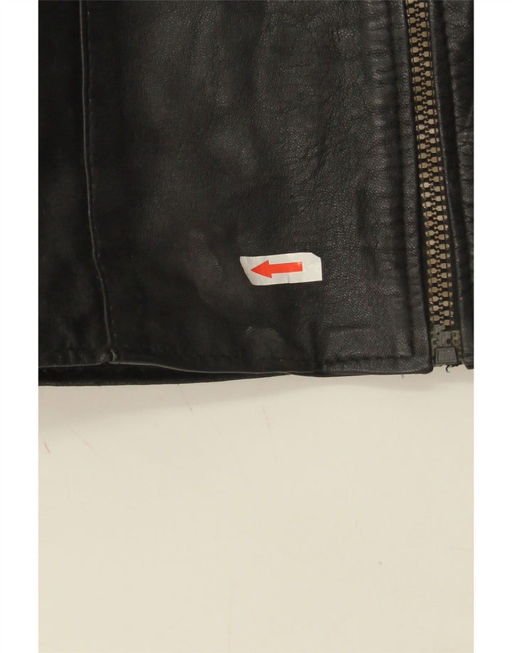 Vintage mujer cuero gilet Reino Unido 10 pequeño negro