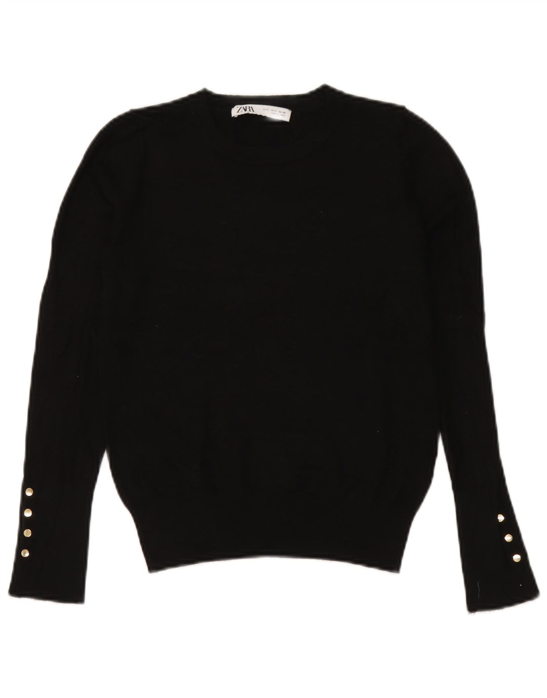 Zara - Jersey de cuello redondo para mujer, talla 40, color negro