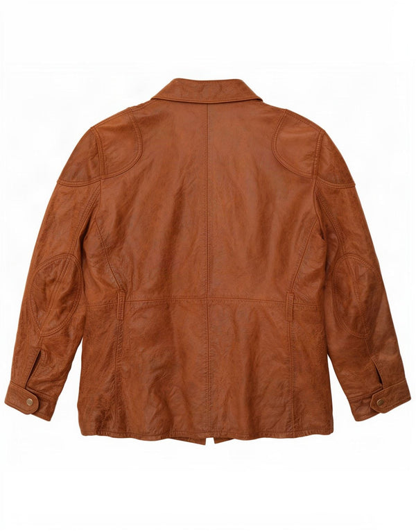 Chaqueta utilitaria de cuero vintage para hombre IT 54 2XL Marrón