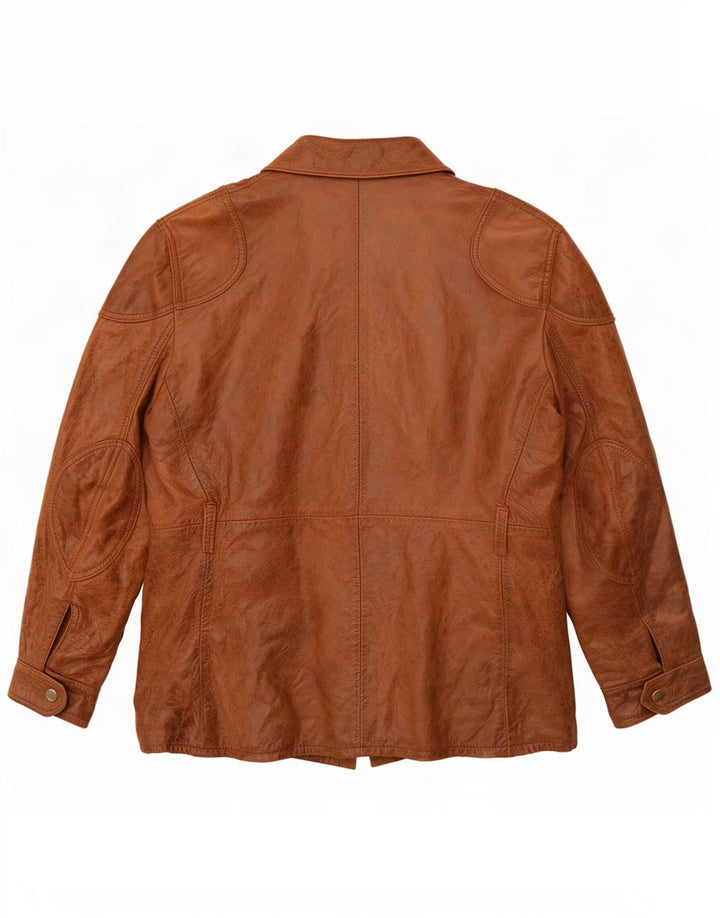 Chaqueta utilitaria de cuero vintage para hombre IT 54 2XL Marrón