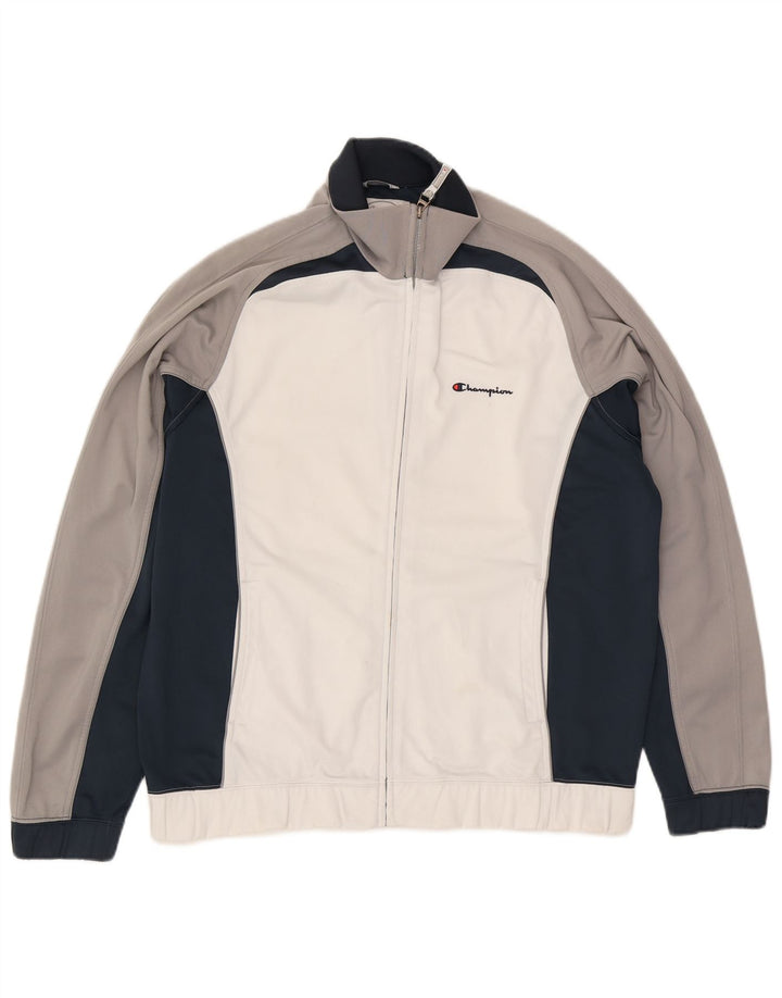 Champion Chaqueta De Chándal Para Hombre Grande Blanco Colorblock Poliéster