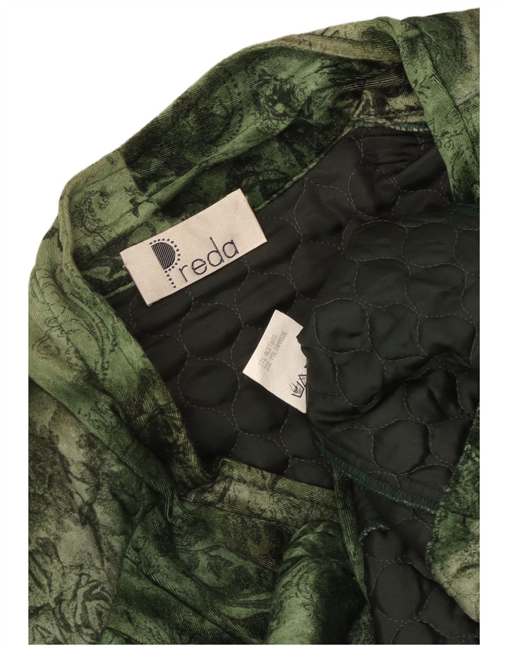 Vintage mujer 3 botones acolchado Blazer chaqueta Reino Unido 16 grande verde floral