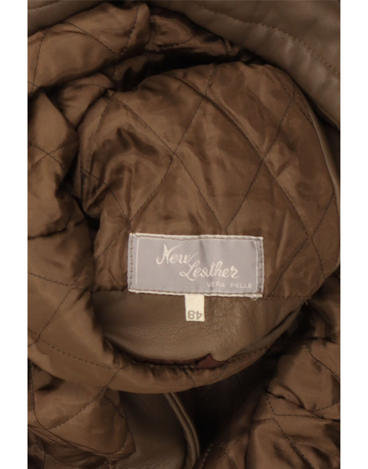 VINTAGE Chaqueta de cuero para hombre IT 48 Cuero marrón medio