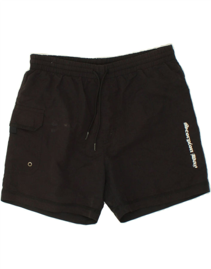 SCORPION BAY Mens Graphic Sport Shorts Small Black Polyester Vintage Scorpion Bay and Second-Hand Scorpion Bay from Messina Hembry 