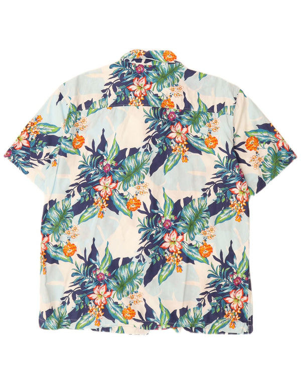 Superdry Camisa hawaiana de manga corta de algodón con estampado floral blanco grande para hombre
