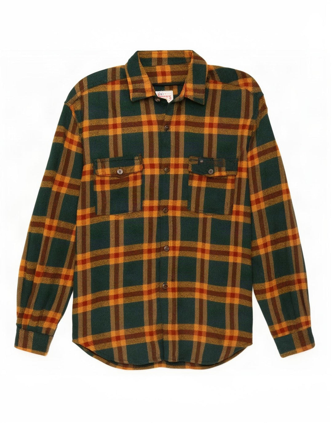 Roy Rogers Camisa de franela para hombre con cuadros verdes grandes
