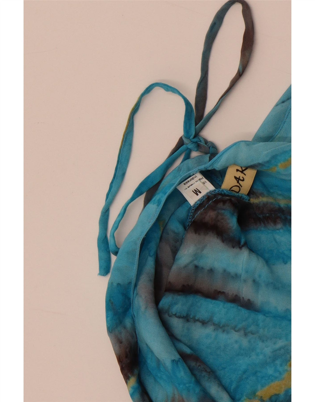 DAKS Vestido asimétrico de manga larga para mujer UK 12 Rayón teñido anudado azul medio