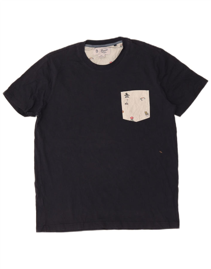 Penguin - Camiseta para hombre, talla grande, color azul marino, algodón
