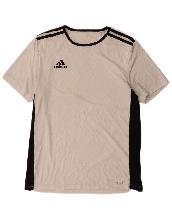 ADIDAS Mens Aeroready T-Shirt Top Medium White Colourblock Polyester