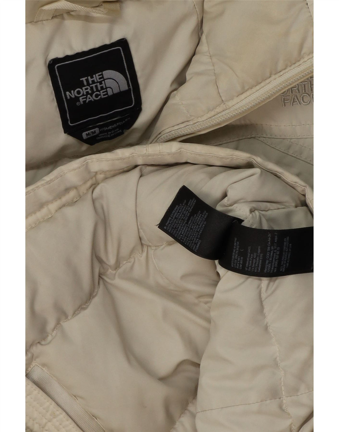 THE NORTH FACE Chaqueta acolchada con capucha para mujer UK 14 Medium Off White