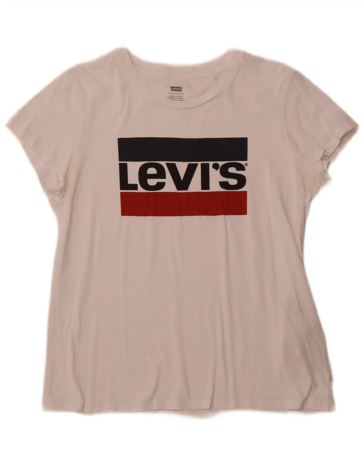 LEVI'S Camiseta gráfica para mujer Top UK 12 Medium White Cotton