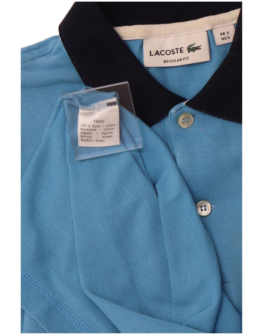 LACOSTE Polo de corte regular para hombre talla 3 pequeño algodón azul