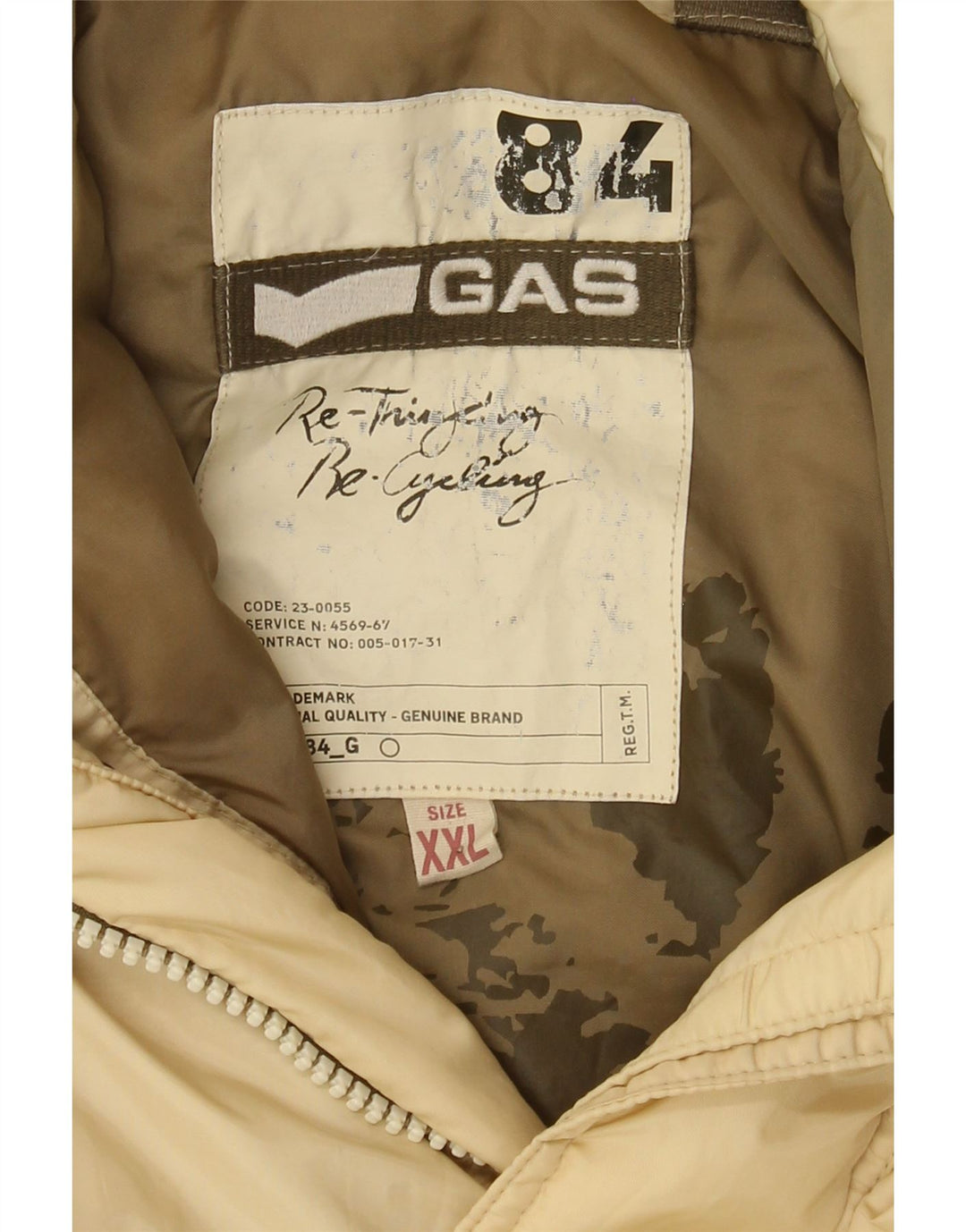 Chaqueta acolchada con capucha y gráfico para hombre Gas UK 44 2XL Beige