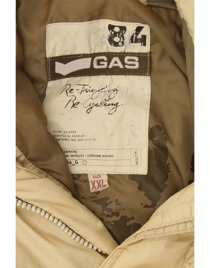 Chaqueta acolchada con capucha y gráfico para hombre Gas UK 44 2XL Beige