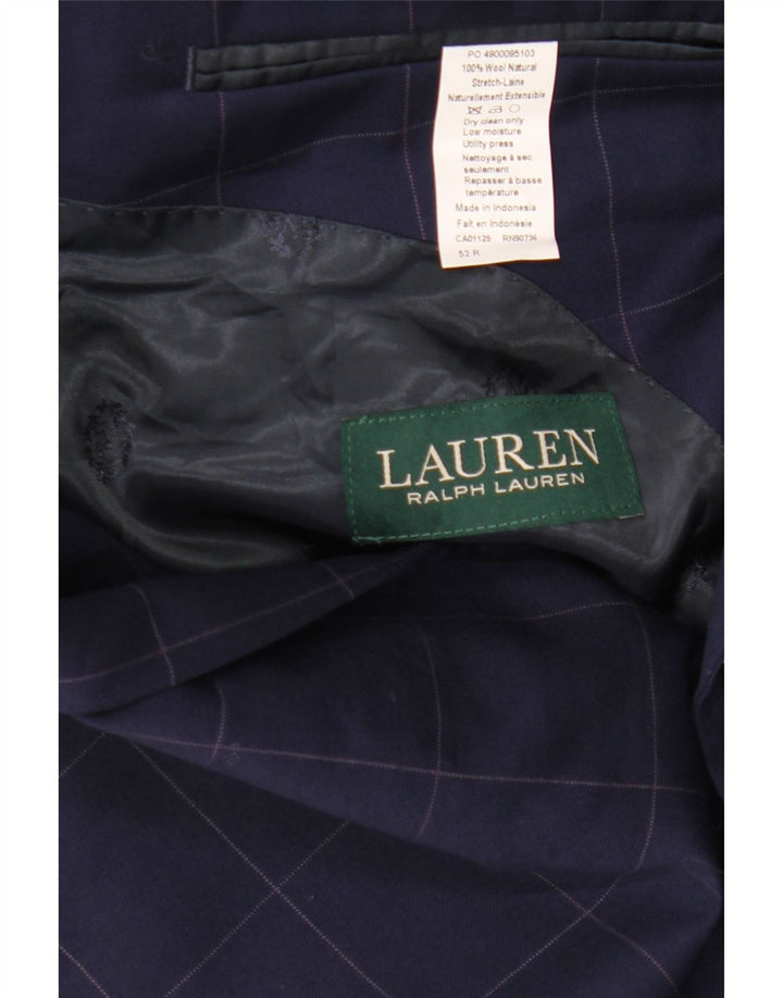 Ralph Lauren Chaqueta tipo blazer de 2 botones para hombre IT 52 Lana a cuadros azul marino grande