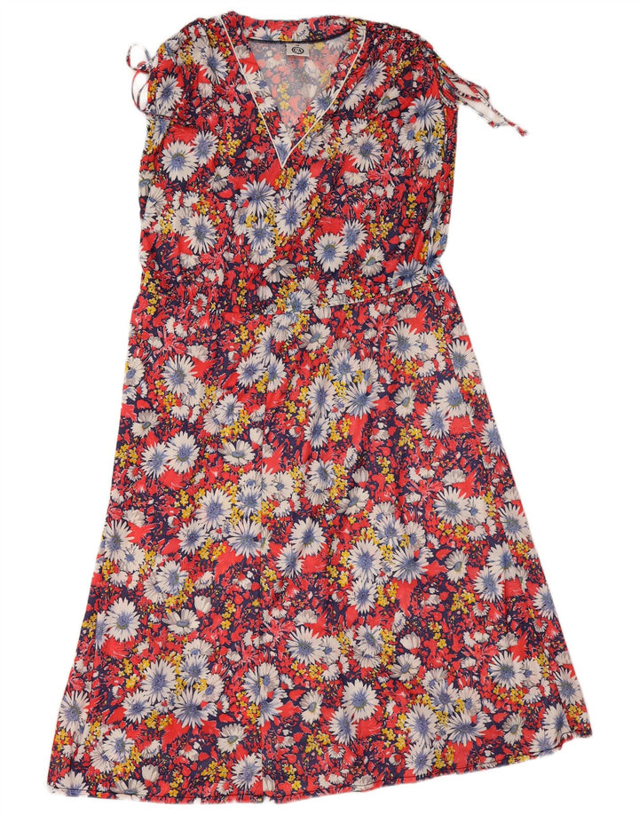 C & A Vestido evasé sin mangas para mujer EU 46 XL Poliéster floral rojo