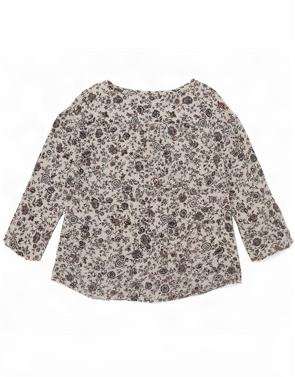 Blusa de manga 3/4 para mujer de Fat Face UK 40 Small White Floral Cotton