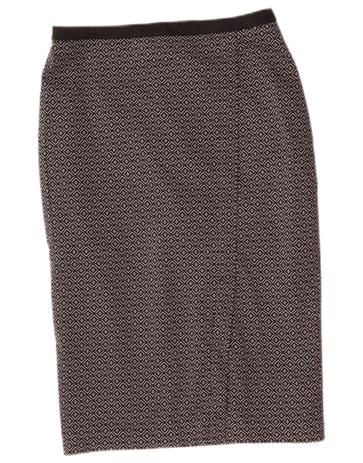 Oasis Falda Midi para Mujer UK 10 Small W29 Negro Geométrico