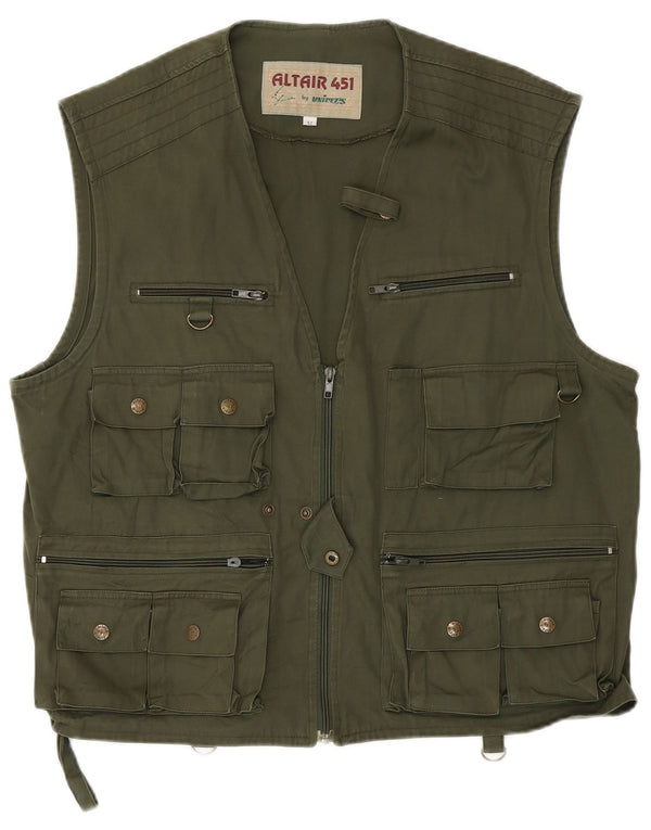 Vintage hombres utilitario gilet IT 52 XL algodón verde