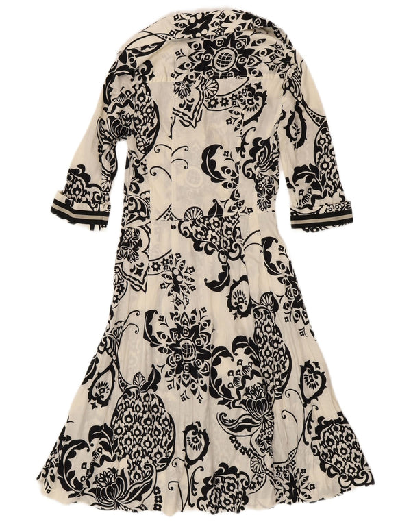 Zara Vestido camisero de manga 3/4 para mujer UK 40 Mediano Algodón floral blanco