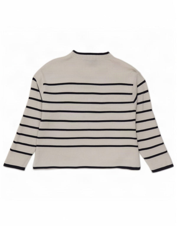Crew Clothing Suéter con cuello para mujer UK 20 2XL Blanco a rayas