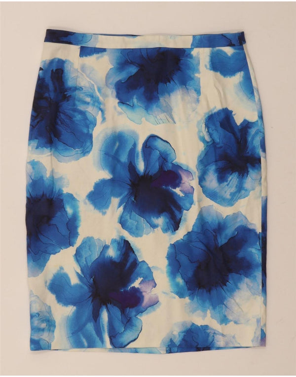 Falda lápiz para mujer Jigsaw UK 10 Small W30 Lino floral azul