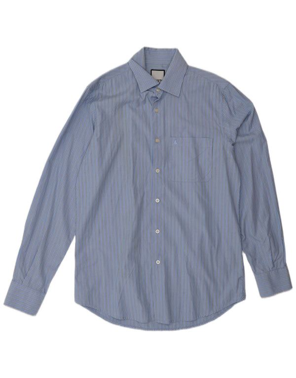 Camisa Musto Hombre Small Algodón A Rayas Azul