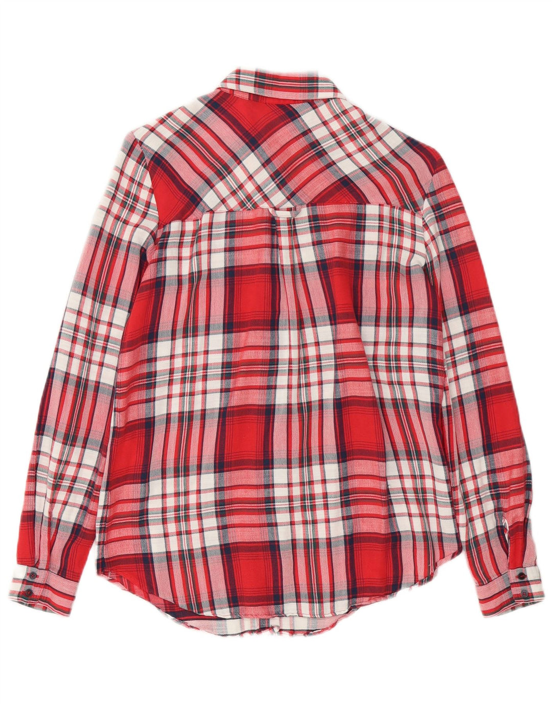ZARA Camisa De Franela Mujer UK 6 XS Algodón A Cuadros Rojos