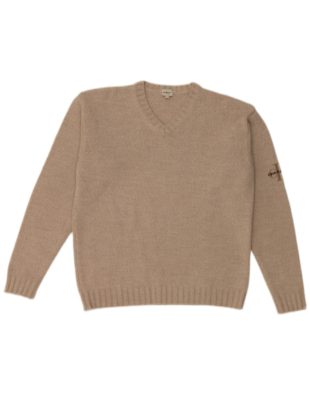 Calvin Klein Jersey con Cuello en V para Hombre Lana Merino Beige Medio