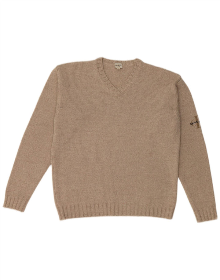 Calvin Klein Jersey con Cuello en V para Hombre Lana Merino Beige Medio